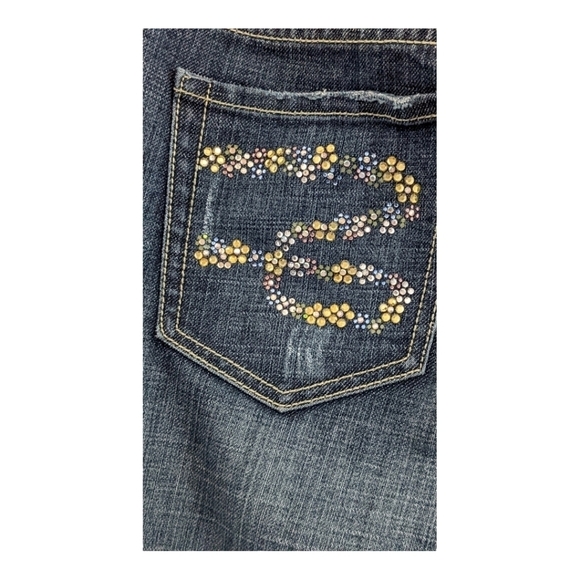 Seven 7 Premium Dark Wash Denim Embellished Pocket Flare jeans 32 waist - Picture 6 of 7
